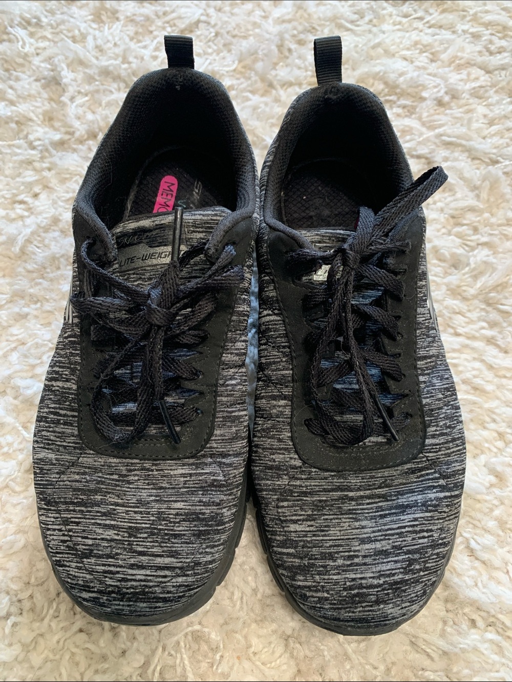 Skechers Wide Fit Memory Foam Sneaker - Black and Gray